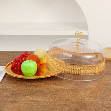 圆形亚克力带盖上菜盘欧式轻奢复古透明盖子果碟时尚个性家用果盘