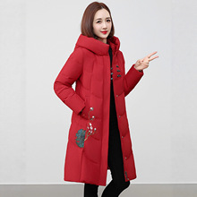 正品高档鹅绒羽绒服女2025新款妈妈长款过膝加厚中老年修身外套潮