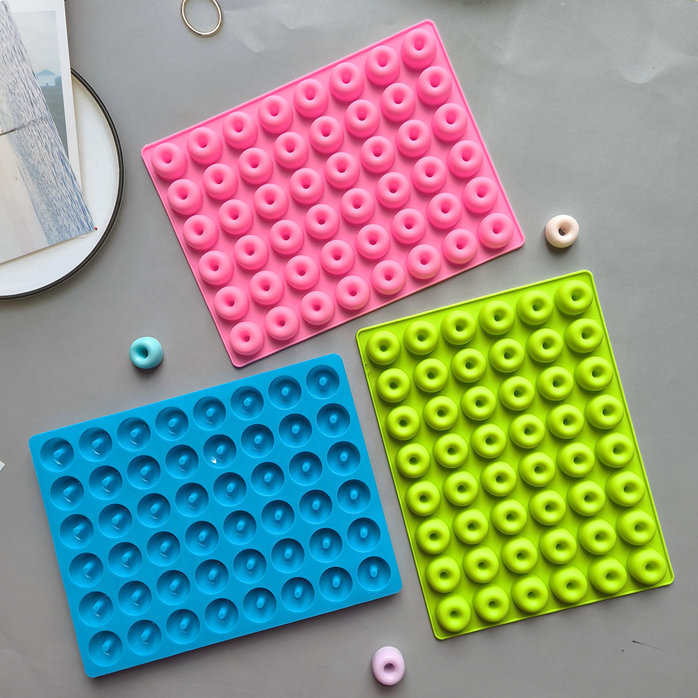 Silicone 48 Donuts 160 Candy pudín molde de chocolate 3D hecho a mano molde de goteo para pastel de horneado