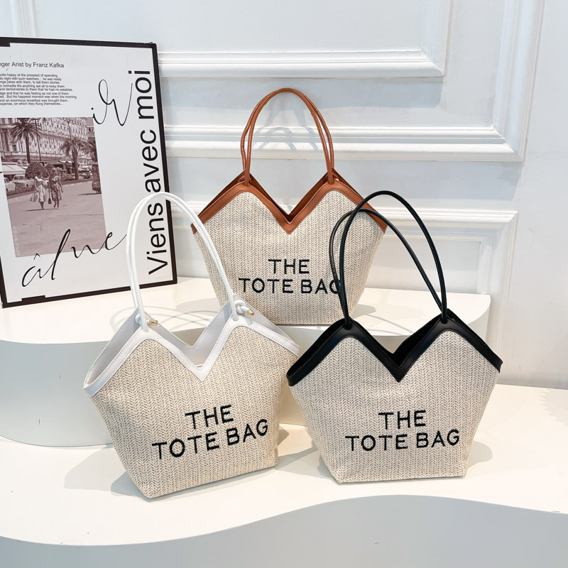 Bolso de gran capacidad 2025, nuevo bolso de paja, bolso de mano, bolso de nicho, bolso de hombro, bolso de brazo tejido, bolso de brazo