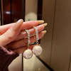 Silver needle, crystal, wheel from pearl, fashionable earrings, silver 925 sample, light luxury style