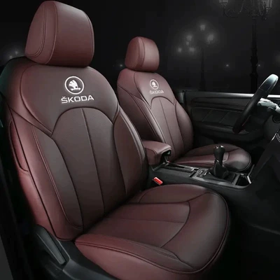 Skoda Octavia/Citigo/Superb/Dong Xin Rui: Modelə uyğun (Original) oturacaq örtükləri - coffee-color-standard-version-five-seats-nappa-leather-full-surround-front-and-rear-rows