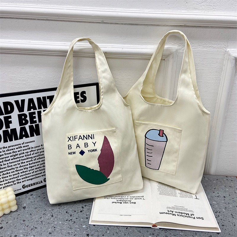 Wholesale vest canvas bags, large capacity o creative large capacity shopping bags, hand-held canvas tote bags undefined