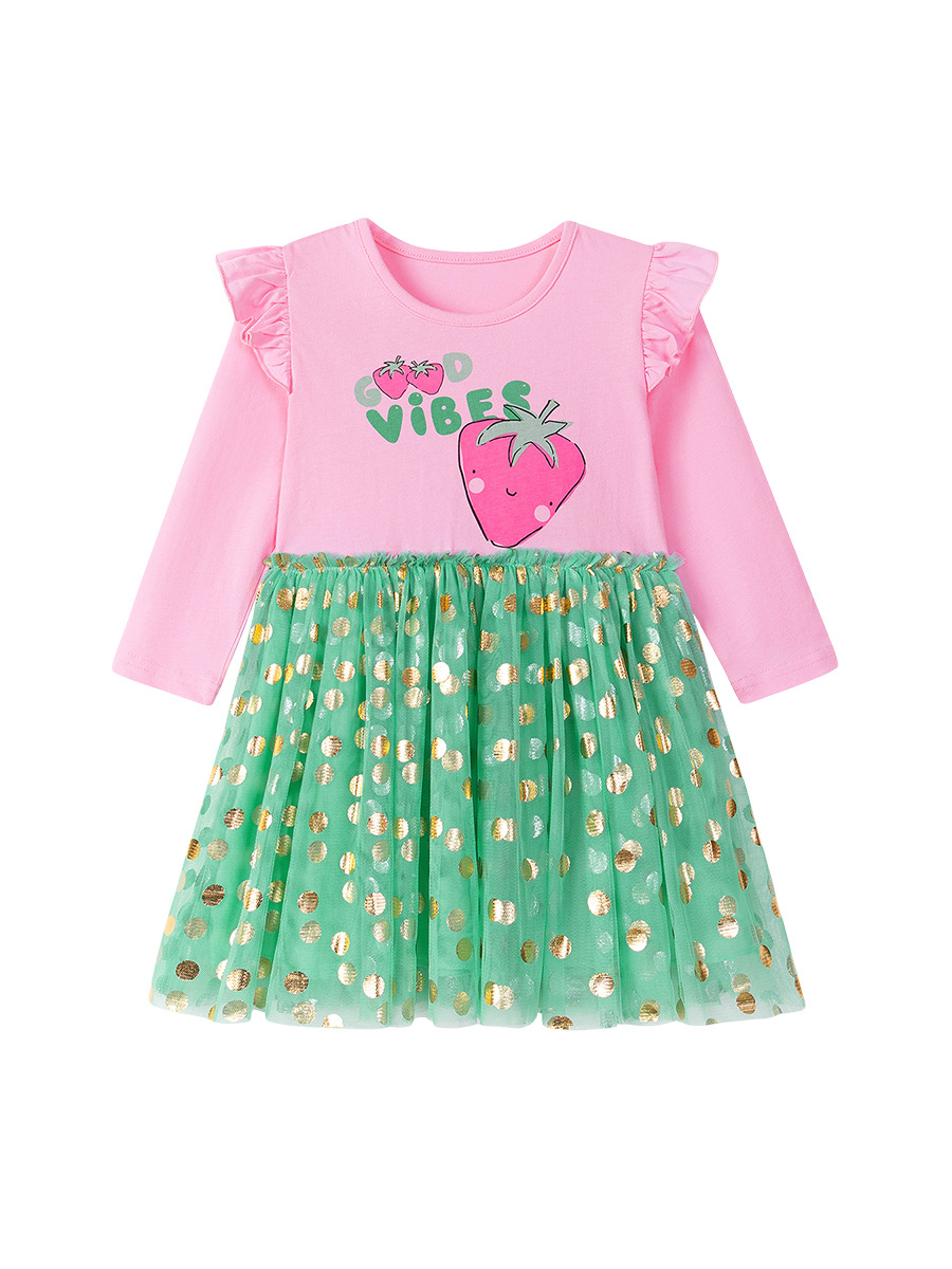 Little maven comercio exterior falda para niños transfronteriza al por mayor vestido de niña de hilo de red de otoño falda para niños de algodón de dibujos animados