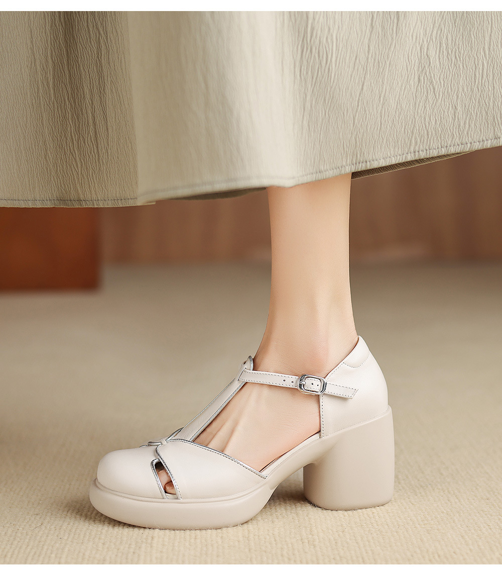 Sandal cao gót nữ mũi nhọn quai chữ T đế dày gót 7 cm — đen chi tiết 12