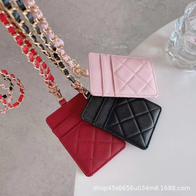 Big Brand Small Fragrance Card Bag Card Inserted Work ID Card Holder Lanyard Neck ID Bag Student ID Wallet Suitable for Men and Women