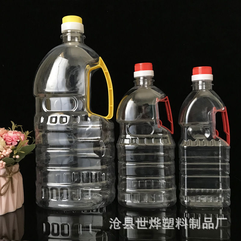 厂家现货 pet透明液体包装手提桶 2斤透明pet透明塑料桶