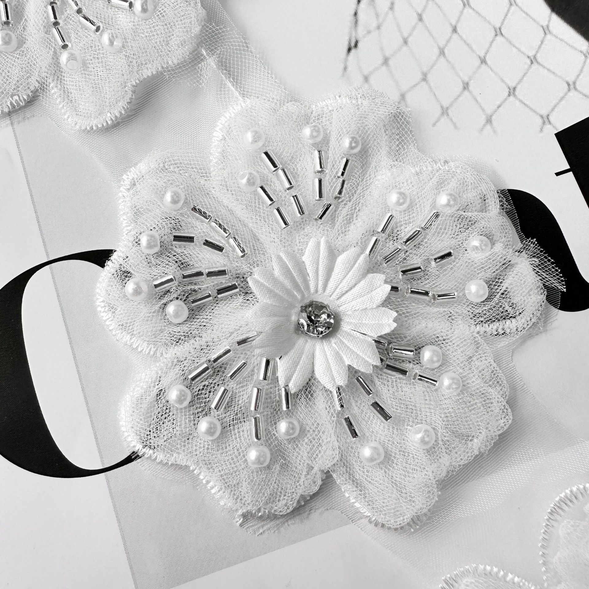 Flores blancas hermosas parches de encaje ropa infantil zapatos sombreros bolsas joyas para el cabello accesorios decoración diy al por mayor image 6