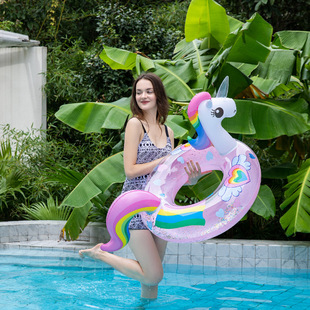 Million net red ins rainbow horse children's seat ring thickened baby seat ring unicorn swimming ring inflatable underarm