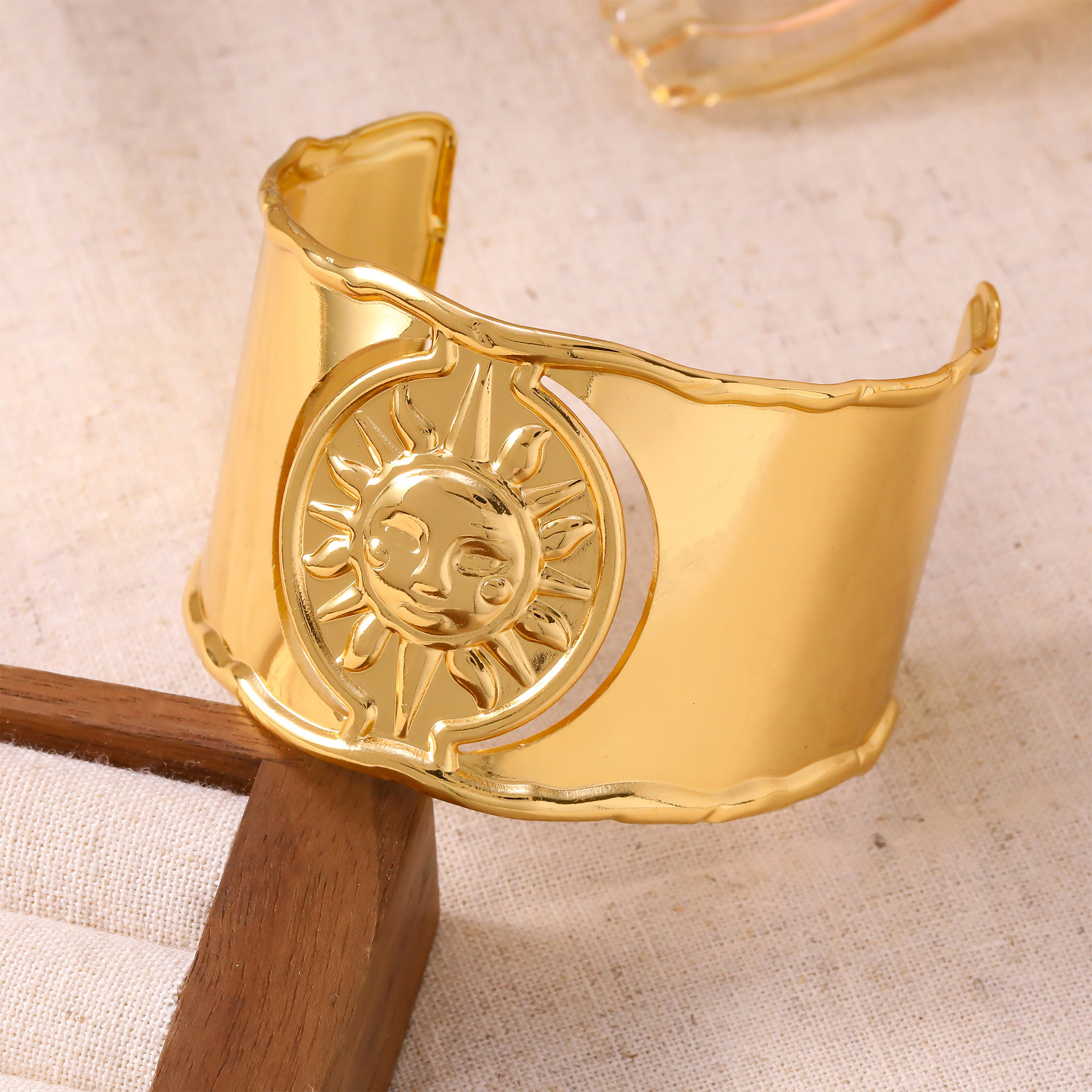 Gold personalized exaggerated wide bracelet