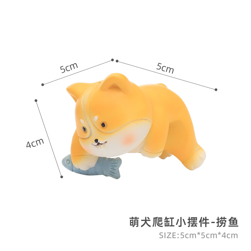 Creativo Corgi zakka escalada cilindro resina pequeños adornos lindo mascota micro paisaje maceta accesorios pecera colgante decoraciones