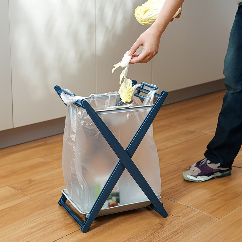 Japan imported folding garbage rack kitchen with tray trash can camping garbage bag outdoor plastic bag support rack