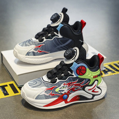 批發網面夜光兒童旋轉扣籃球鞋中大童學生球鞋青少年運動鞋子