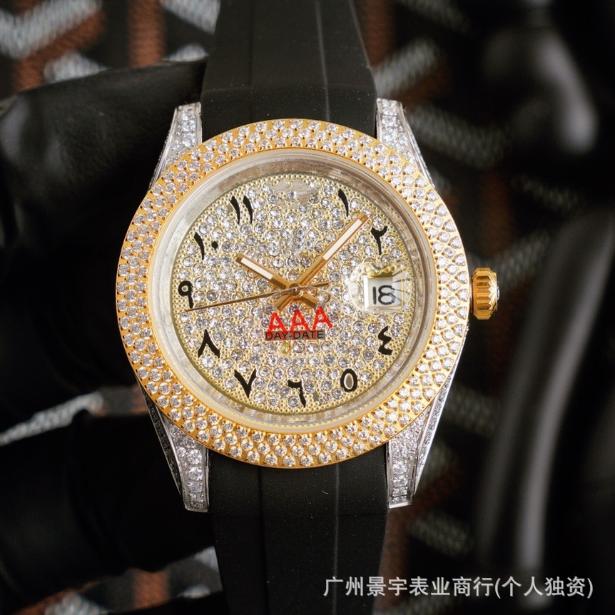 Foreign trade full-diamond automatic mechanical watch men's luxury diamond-encrusted Middle East Haoshi gyptian star labor watch mechanical wrist watch