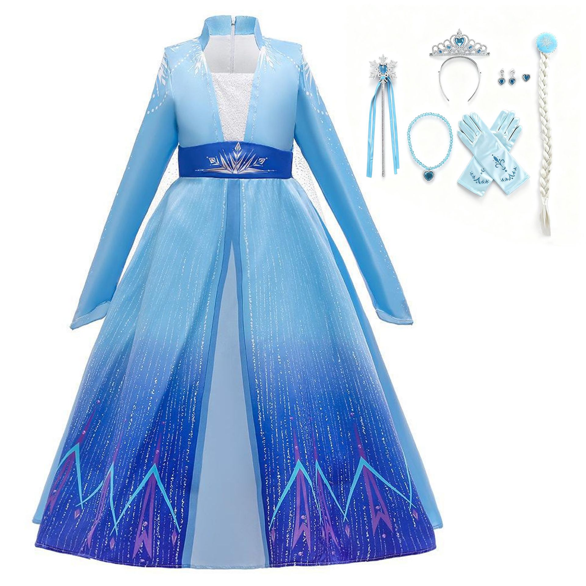 Frozen 2 dibujos animados impreso manga larga Niña vestido Frozen 2 nuevo Aisha princesa vestido de los niños