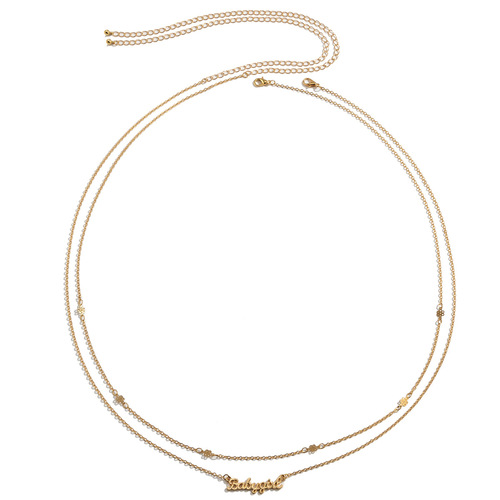 Simple metal letter pendant waist chain for women, sexy and fashionable thin chain suit body chain, European and American cross-border jewelry