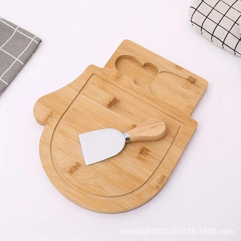 Tabla de cortar de bambú con cuchillo y tenedor, tabla de verduras multifuncional, tabla de alimentos para bebés, tabla de pizza de restaurante