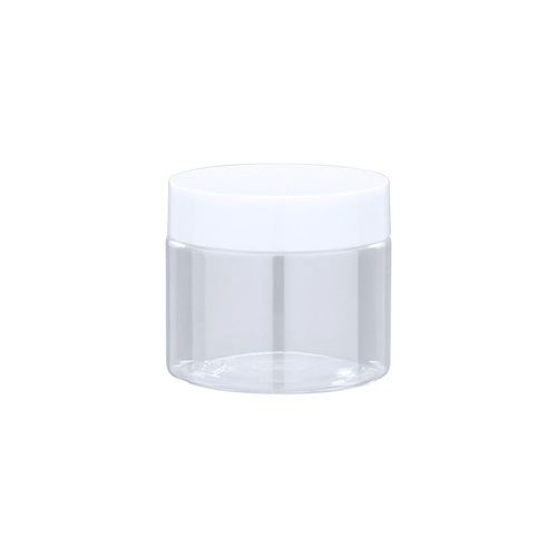 40ml transparent cream bottle pet plastic wide mouth straight shoulder bottle natural aluminum lid cream jar packaging material