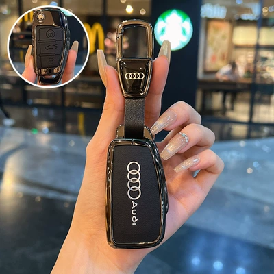 Static Rod/Key Bag | Q7 A4L Q4Etron New A3L Car - type-c-black-car-logo-buckle