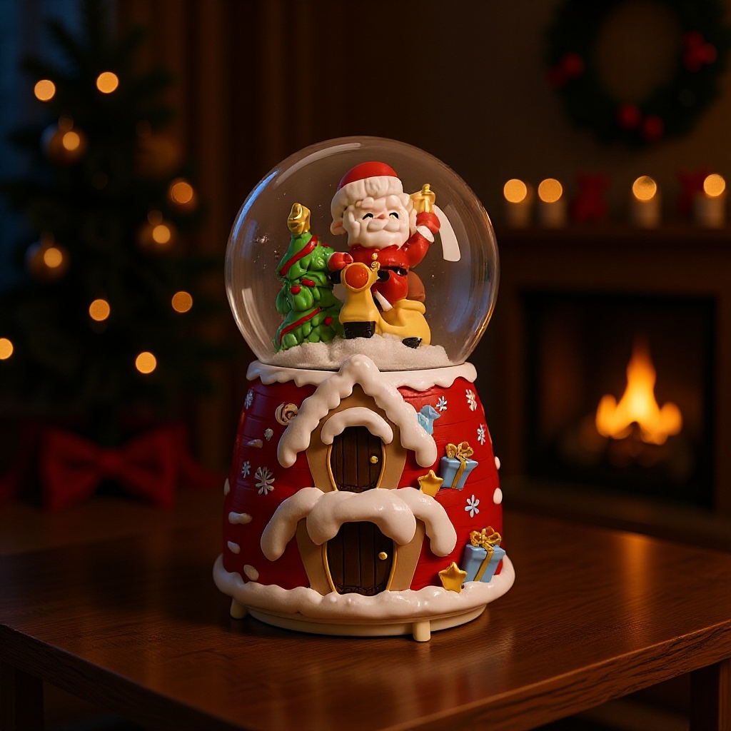 Christmas creative resin crafts decoration office desktop novel crystal ball luminous decoration Music Box Wholesale