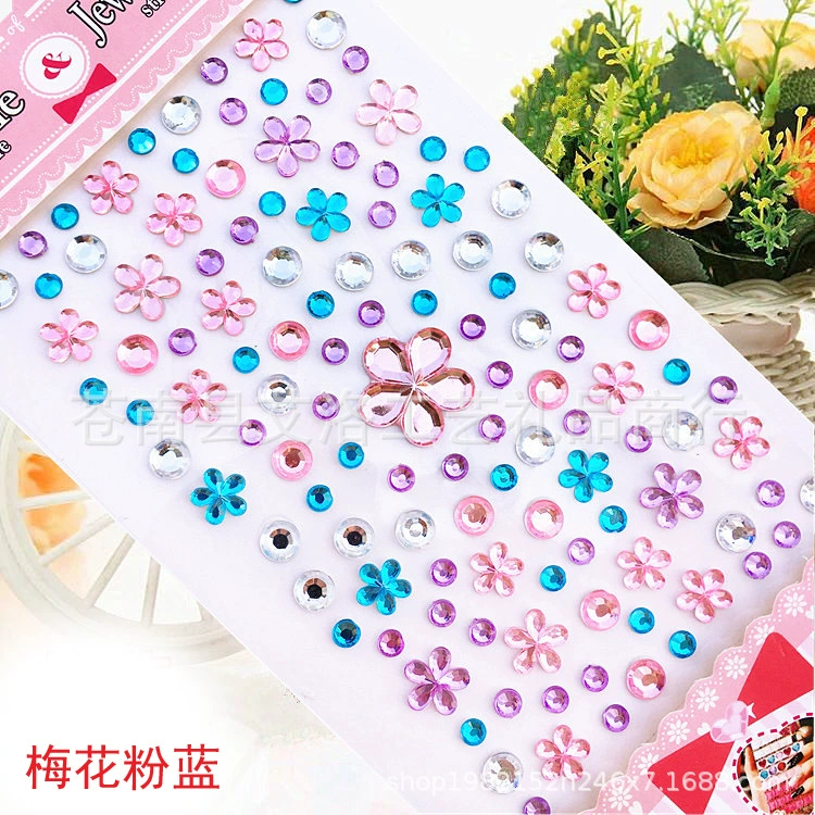 Crystal Patch Acrylic Gem Stickers, Plum Blossom & Heart Designs, 18 × 8.5 cm