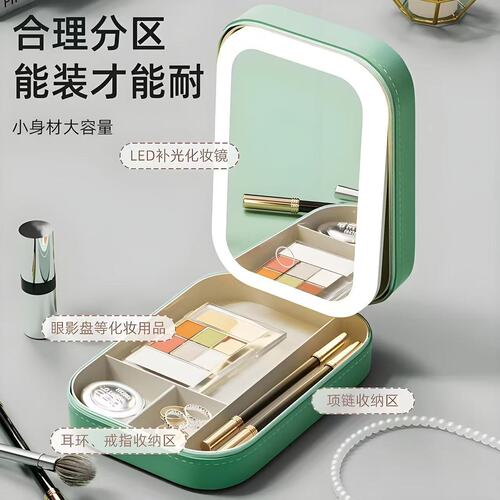 Multifunctional Vanity Desk for Girls, Portable High-Grade Mirror Storage Box Bag for Outdoors, Home, Bedroom, Dormitory