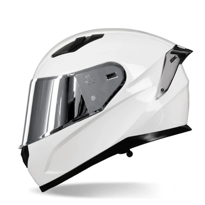 Motosiklet kaskı (dəbilqə) | supply motorcycle helmet summer - white-tail-silver-plated-m