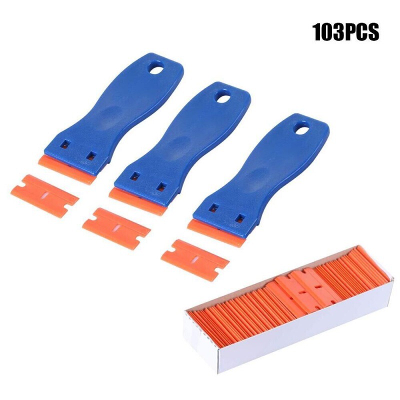 Cross-border supply of 103 pieces of plastic razor blade combination to remove glue stickers decals for car window glass cleaning