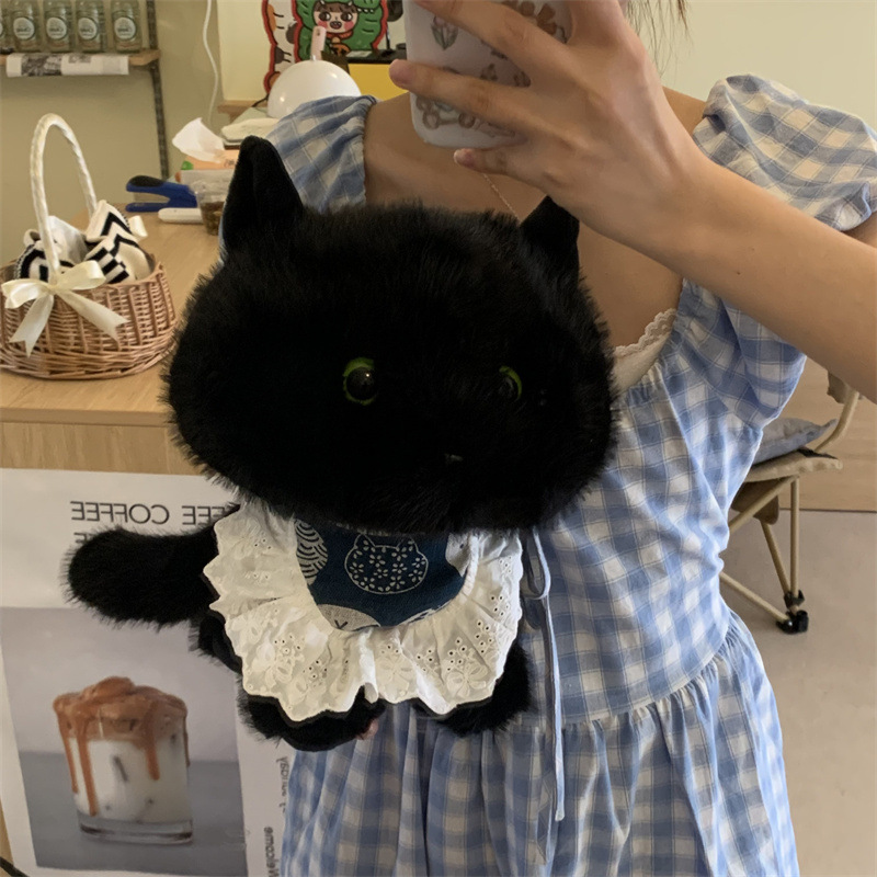 작은 빨간 책 폭발 검은 석탄 공 고양이 귀여운 고양이 봉제 장난감 인형 장식품 소녀 선물 어린이 생일