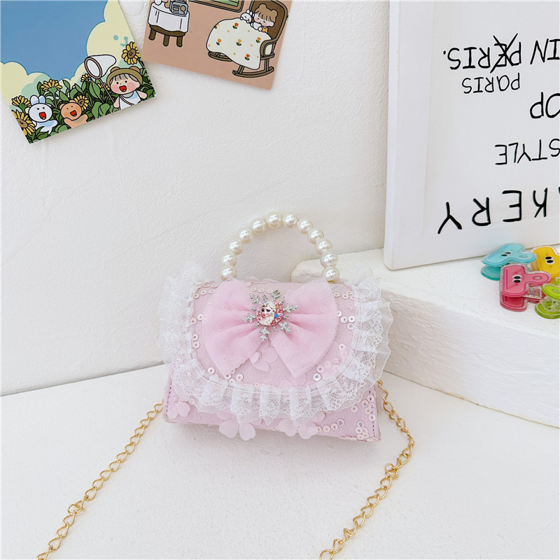 Bolsos infantiles, bolsos de moda princesa de perlas, bolsos de cambio de chicas lindas, bolsos de hombro de chicas