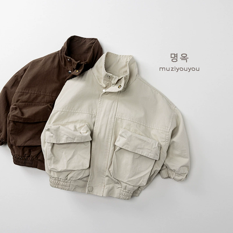 新款儿童工装长袖外套 棉质宽松韩版童装 男女童春秋百搭外套批发