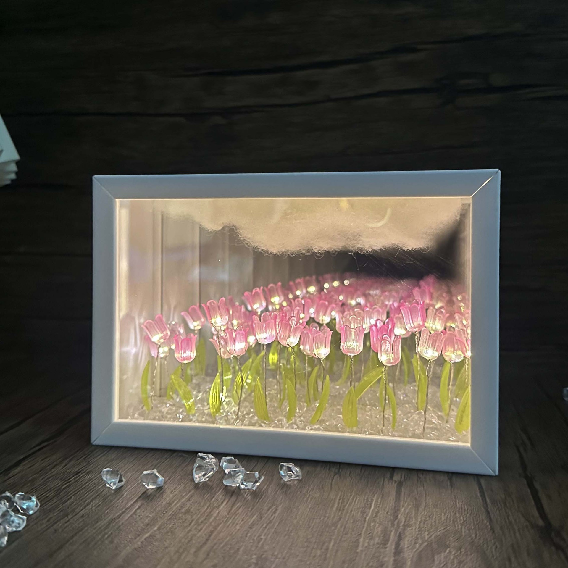 2025 nuevo producto cielo estrellado flor mar bricolaje tulipán hecho a mano luz luminosa luz nocturna atmósfera regalo de cumpleaños amante chica