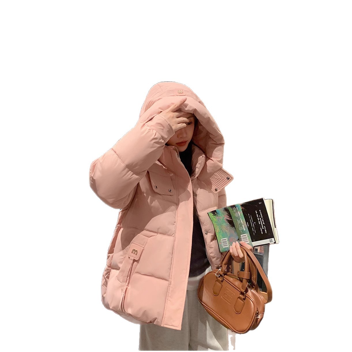 Invierno con capuchón nuevo tipo de ropa de algodón corta gruesa ropa de algodón coreana abrigo de algodón calentamiento suelto chaqueta de algodón