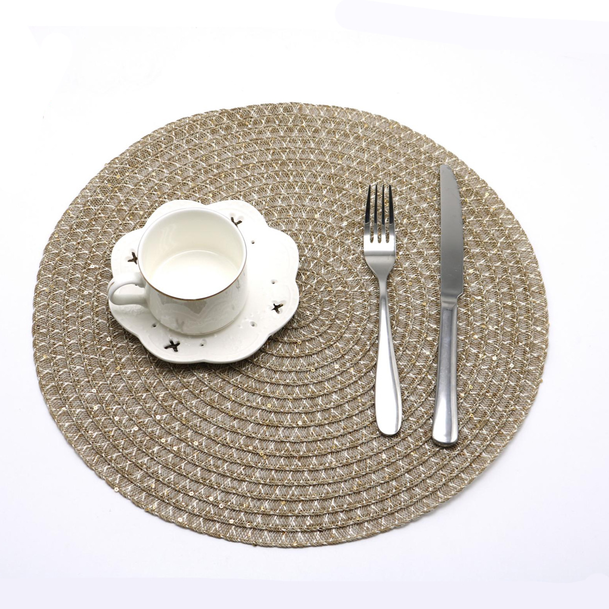 De estilo japonés ronda tejida mantel respetuoso del medio ambiente PE mesa estera de PVC mantel lavable antideslizante mesa decorativa estera montaña