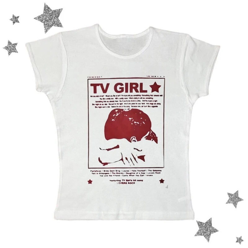 Gothic Crop Top Vintage Graphic Print 90 s Women's T-Shirt Punk Y2k Costume Summer