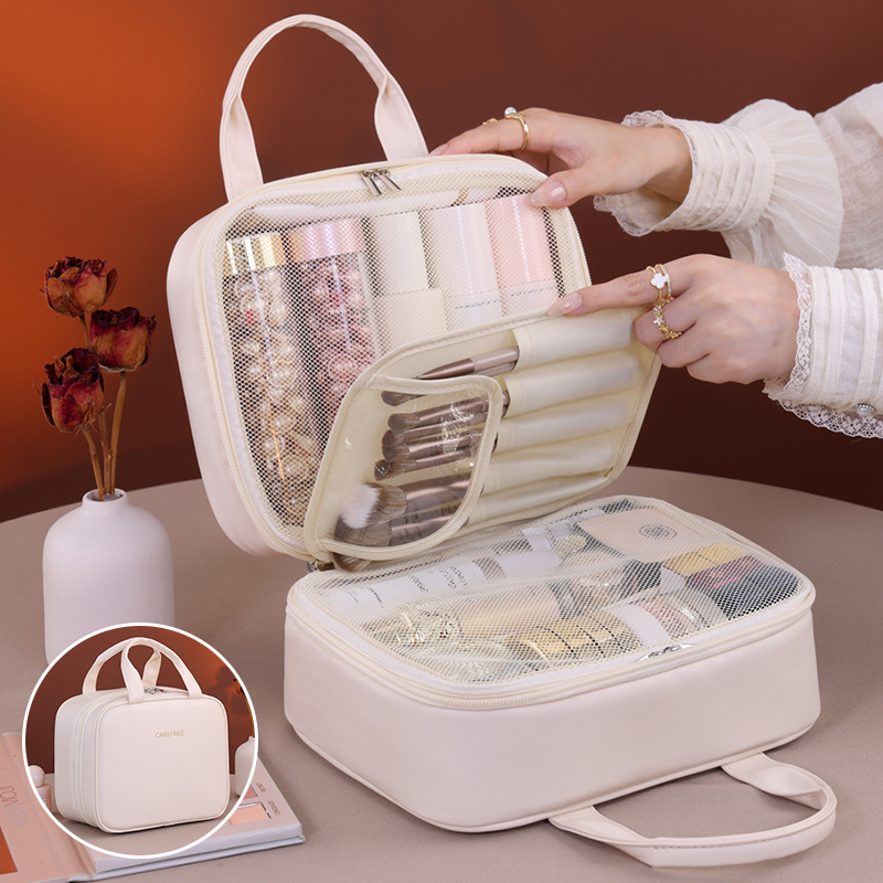 Bolsa de maquillaje multifuncional de gran capacidad multicapa de partición portátil de viaje bolsas de maquillaje portátiles de maquillaje simple caja de maquillaje