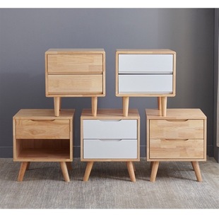 Nordic cost cabinet log household large and small apartment storage cabinet solid wood bedside table modern minimalist bedroom storage