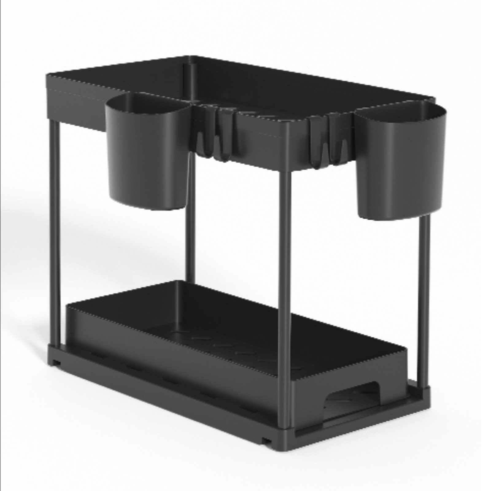 Amazon fregadero de almacenamiento rack multi-funcional de plástico de doble capa de cocina de almacenamiento de rack extraíble de almacenamiento de baño rack