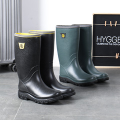 English-style men's rain boots, tall rain boots, non-slip water shoes, mid-calf lined rubber shoes, kitchen, car washing, fishing, work shoes