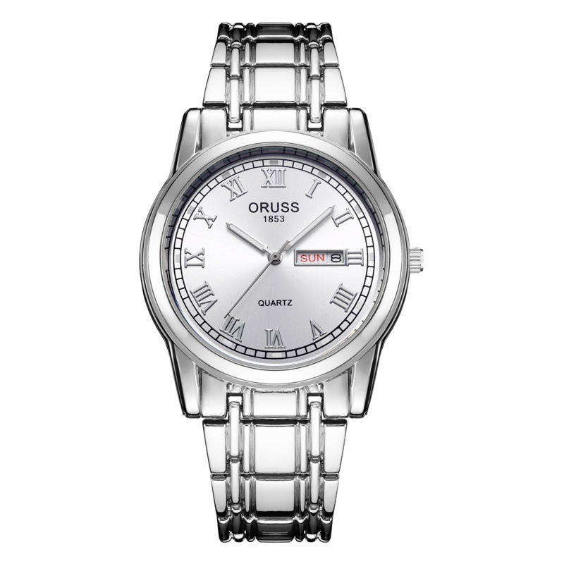 Reloj de movimiento automático de marca suiza reloj de calendario de acero inoxidable luminoso reloj de cuarzo de pareja de estilo coreano para hombres reloj no mecánico