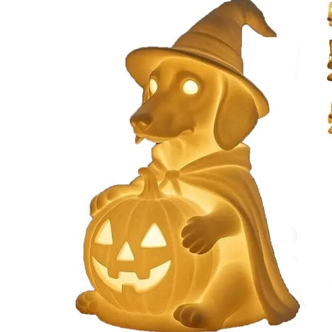 Dachshund Ghost Lamp腊肠犬鬼魂灯摆件树脂工艺品发光鬼狗|undefined