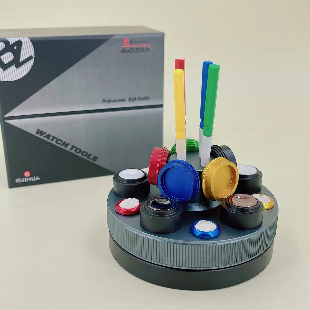 修表工具 金属盖油碟 陶瓷五眼油碟 五目油碟 手表点油旋转盛放器