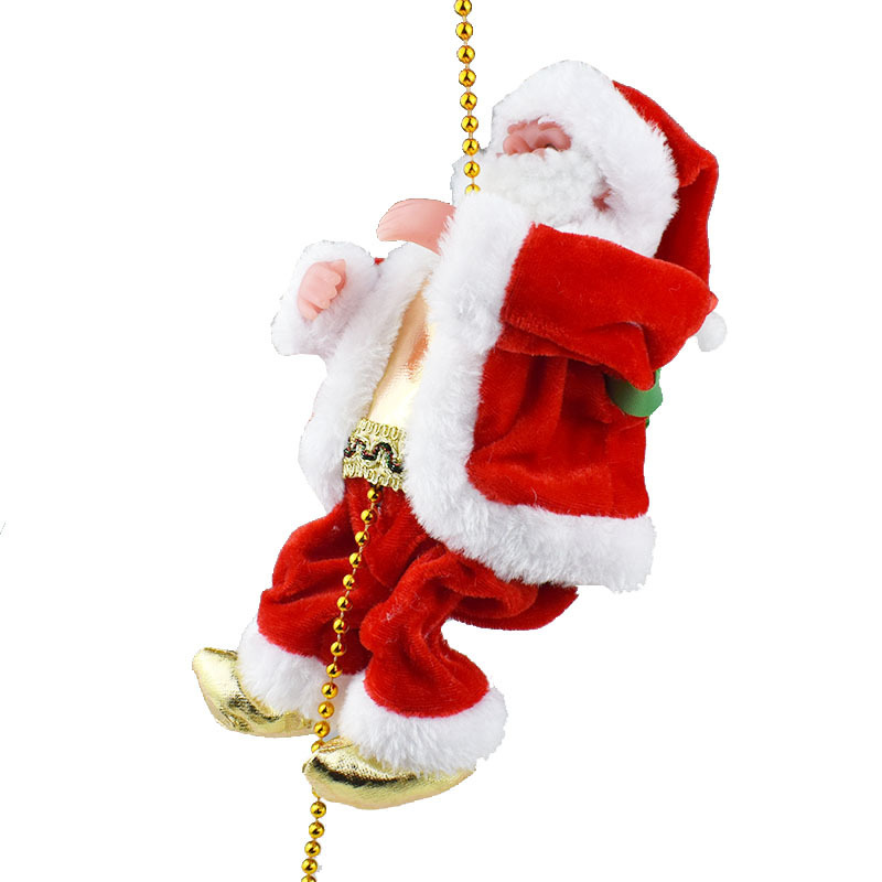 クリスマスデコレーション、吊り下げ飾り、子供のおもちゃ、ギフト、クロスボーダーサプライ、珠やロープを登るサンタクロース人形|undefined