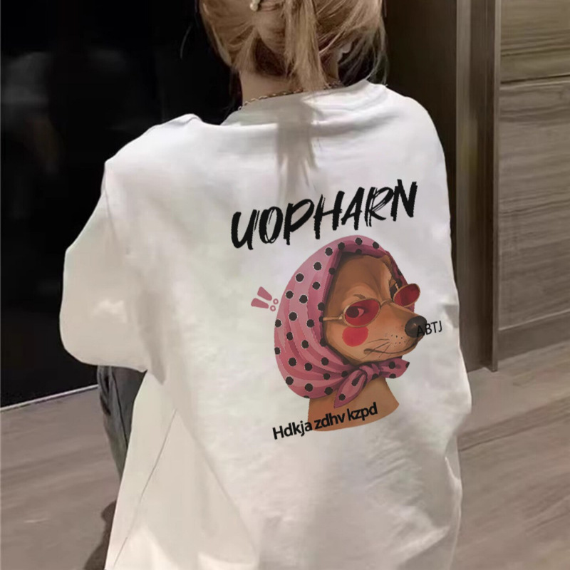 2026 New Popular Summer Short-Sleeve T-Shirt for Women, Pure Cotton, White, Regular Shoulder Design, American-Style Loose Top 2026 New Popular Summer Short-Sleeve T-Shirt for Women, Pure Cotton, White, Regular Shoulder Design, American-Style Loose Top