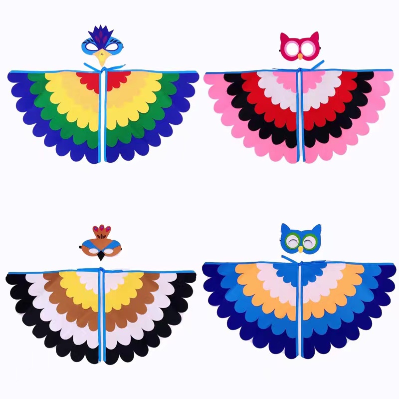 专供儿童万圣节羽翼披风装扮道具厂舞会趣味装扮游戏羽毛翅膀披风