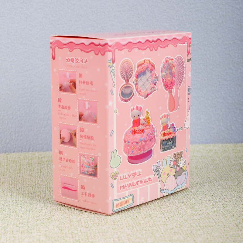 Pegamento de crema para niños hechos a mano DIY material paquete para hacer su propio aire para niñas peluquería mano para hacer espejo plegable pein juguetes