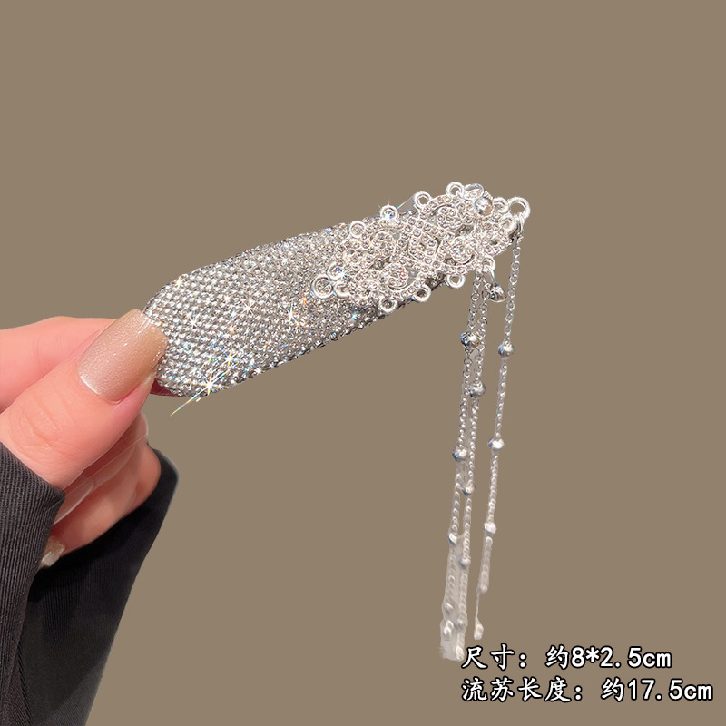 エスニックスタイルフラッシュダイヤモンドタッセルbbクリップヘビーデューティーヘアクリップ女性のハイエンドクリスタルヘアクリップ気質ヘアクリップヘアアクセサリー新しいスタイル|undefined