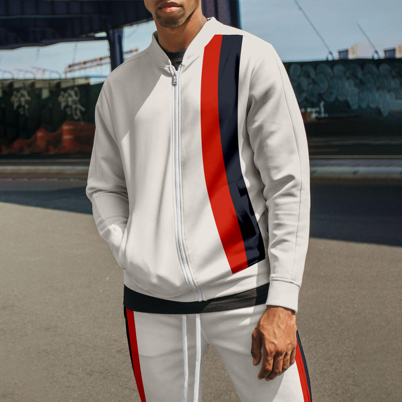 2023 Otoño e Invierno transfronterizo nuevo traje de chaqueta con cremallera para hombre Amazon pantalones de manga larga collar de dos piezas conjunto