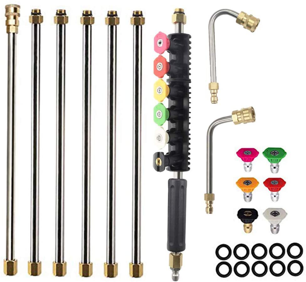 高压清洗机延长棒120英寸伸缩工具窗户喷嘴头排水沟神器