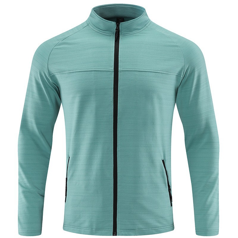Hombres secado rápido elástico chaqueta de manga larga al aire libre montañismo ropa de carrera de cuello vertical chaqueta a prueba de viento cardigan transpirable moda